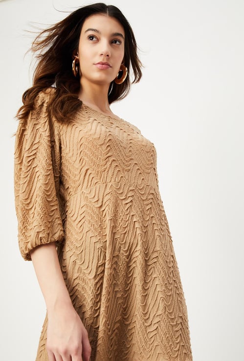 Women Textured Knit A-line Dress