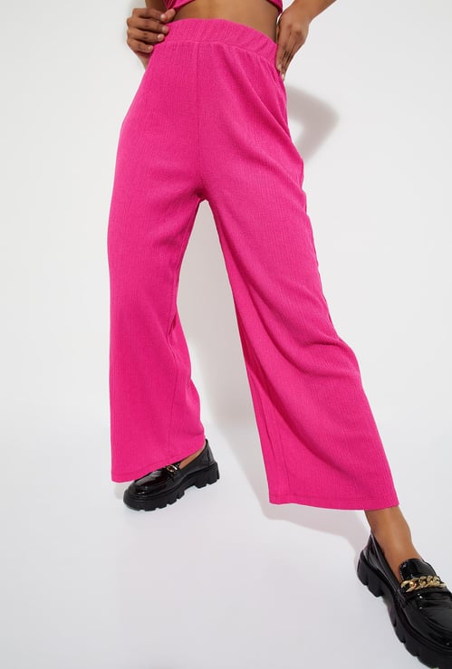 URB_N Women Textured Flared Trousers