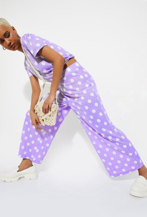 URB_N Women Polka Dot Knitted Trousers