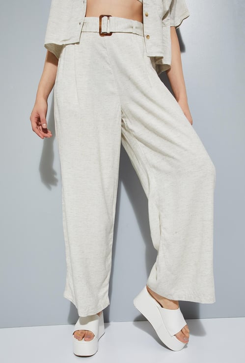 URB_N Women Textured Wide Leg Pants