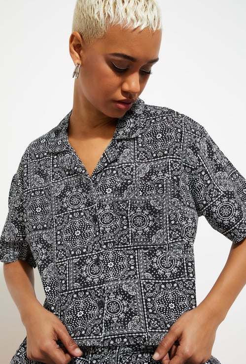 URB_N Women Patch Printed Boxy Shirt