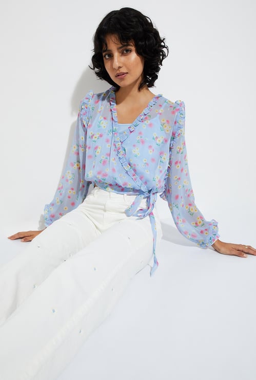 URB_N Women Printed Crop Top with Camisole