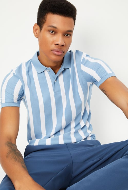 Men Striped Slim Fit Polo T-shirt