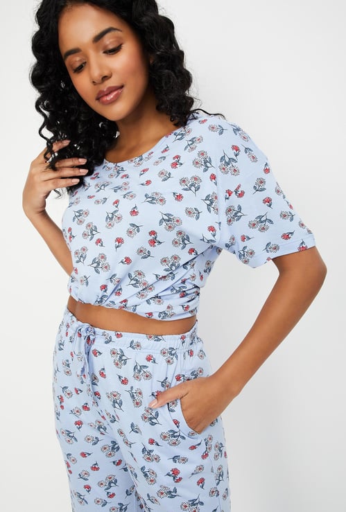 Women Floral Printed PJ Set