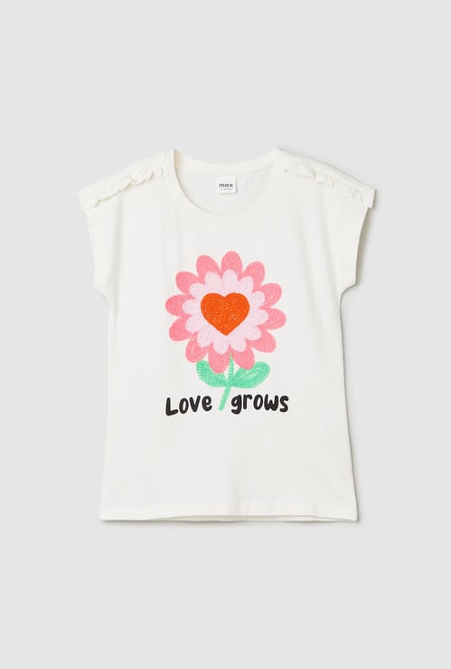 Girls Floral Crochet T-shirt