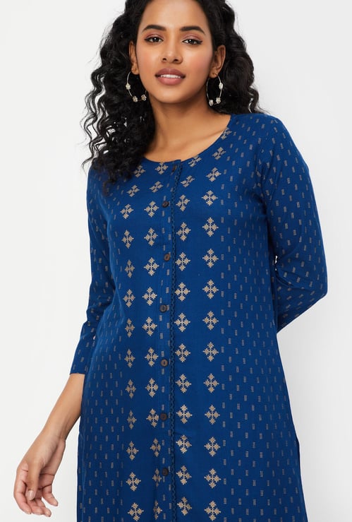 Women Foil Printed Straight Kurta