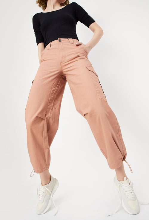 Women Solid Parachute Pants