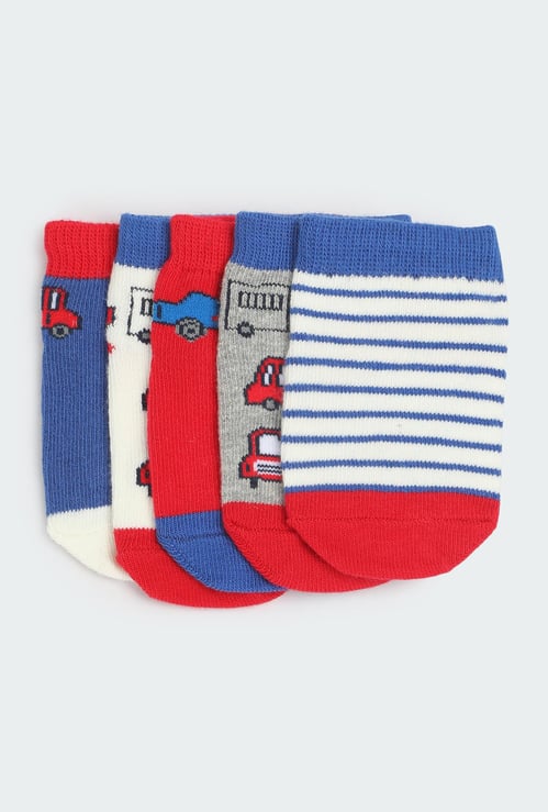 Boys Printed Ankle Length Socks- Pack of 5