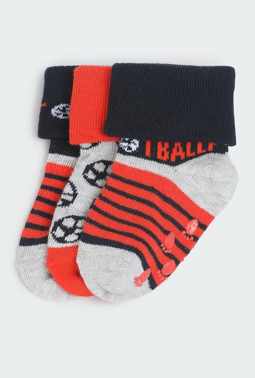 Boys Printed Ankle-Length Socks - Pack of 3