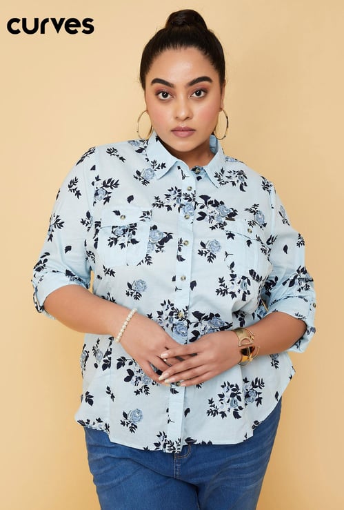 Women Printed Shirt with Double Pockets