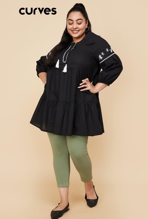 Women Embroidered Tiered Tunic
