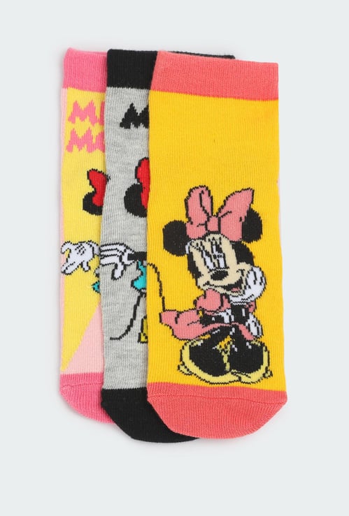 Girls Minnie Mouse Printed Socks - Pack of 3