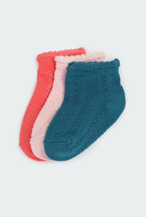 Girls Solid Ankle Length Socks- Pack of 3