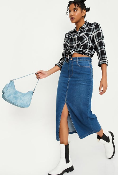 Women Washed Pencil Skirt