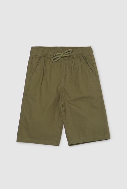 Boys Solid Bermuda Shorts