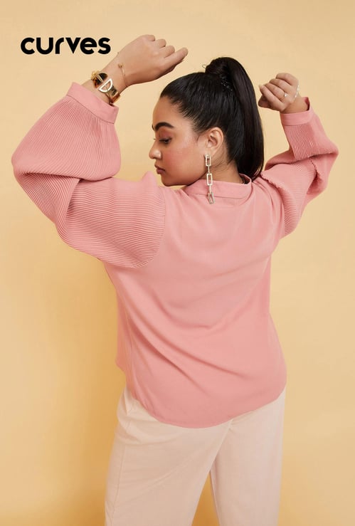 Women Solid Tie-Up Neck Top