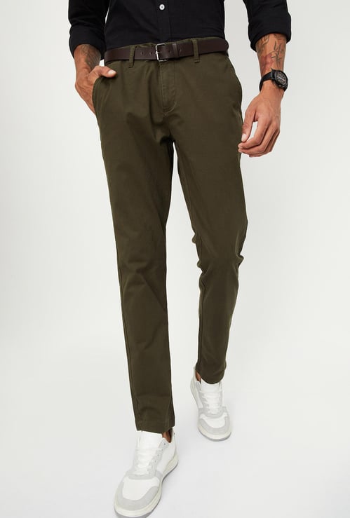 Men Skinny Fit Solid Chinos