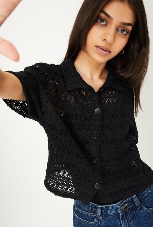 Girls Woven Lace Shirt