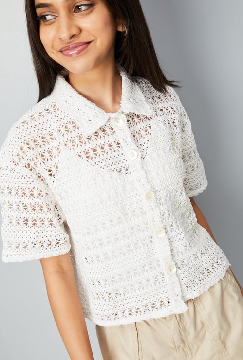 Girls Woven Lace Shirt