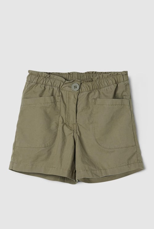 Girls Solid Woven Shorts