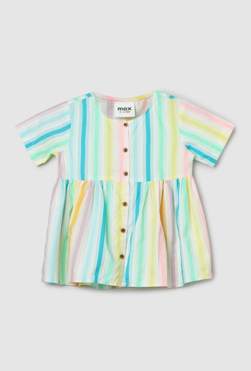 Girls Striped A-line Top