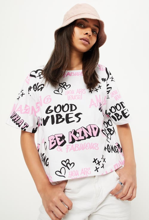 Girls Printed Cropped T-shirt