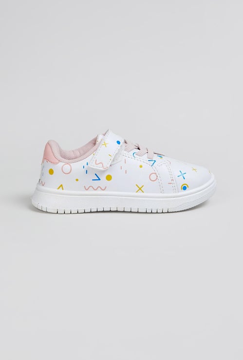 Girls Printed Velcro Strap Sneakers