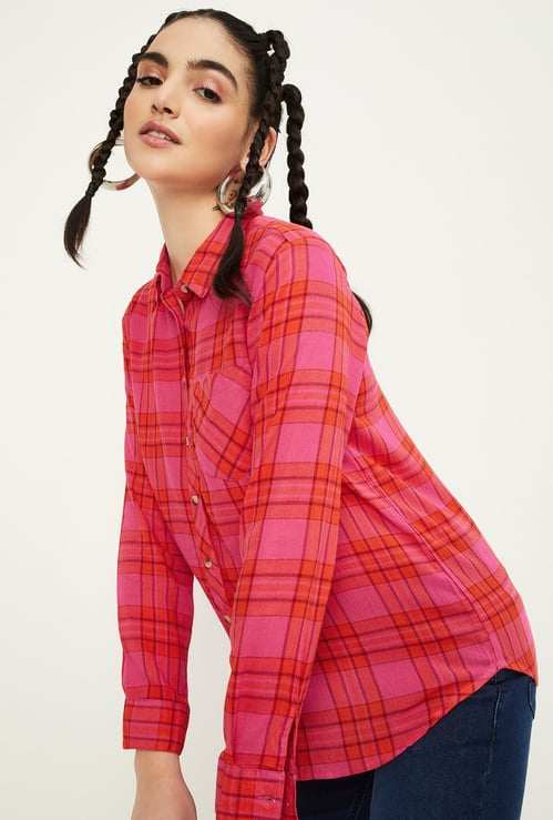 Women Checked Yarn Dyed Shirt