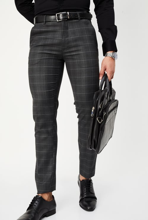 Men Checked Ultra Slim Formal Trousers