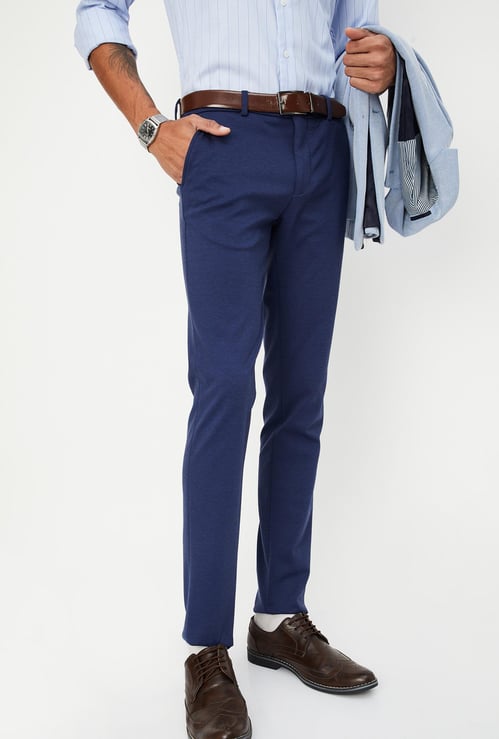 Men Ultra Slim Fit Solid Formal Trousers