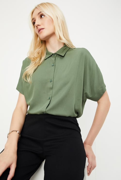 Women Solid Extended Sleeves Shirt