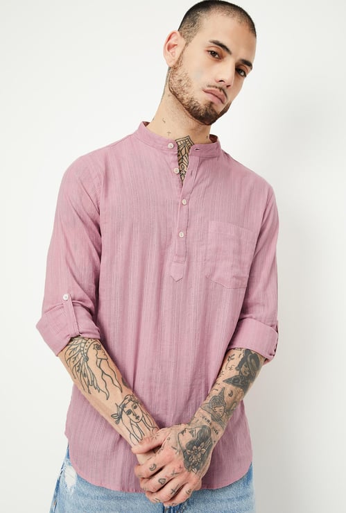 Men Dobby Woven Long Sleeve Kurta