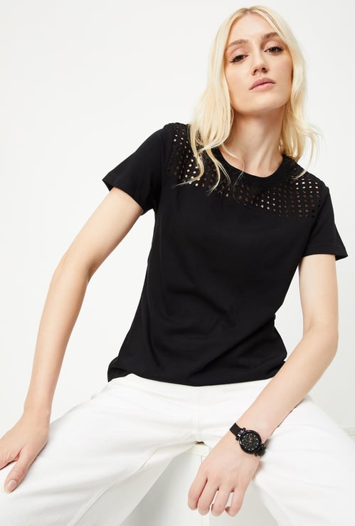 Women Schiffli Detail T-shirt