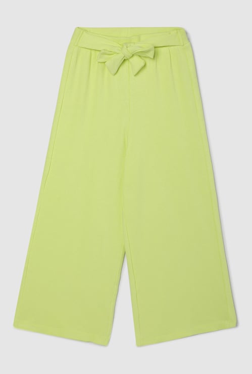 Girls Solid Tie-Up Waist Trousers