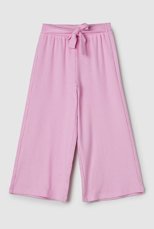 Girls Solid Tie-Up Waist Trousers