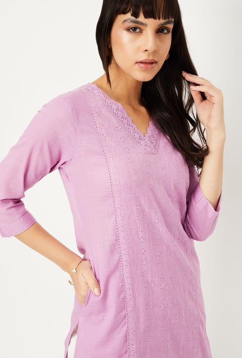 Women Schiffli Kurta with Pocket