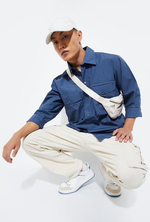 URB_N Men Relaxed Fit Solid Flap Pocket Shirt