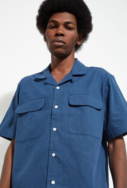 URB_N Men Oversized Solid Flap Pocket Shirt