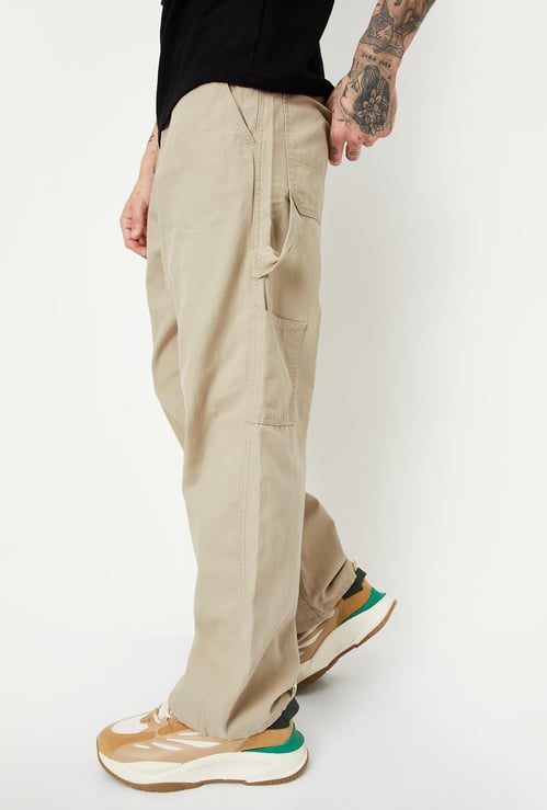 URB_N Men Relaxed Fit Solid Carpenter Trousers