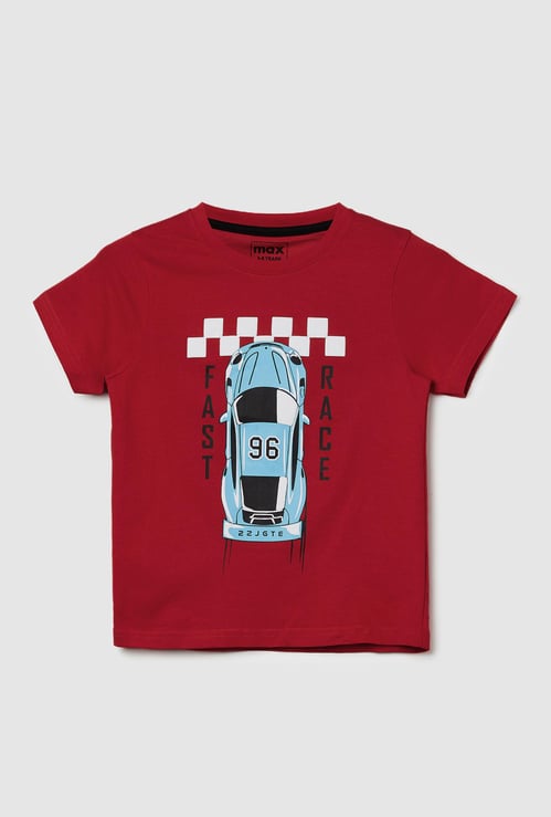 Boys Graphic Printed Pure Cotton T-shirt