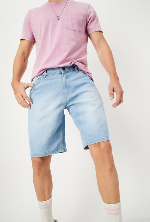 Men Faded Denim Shorts