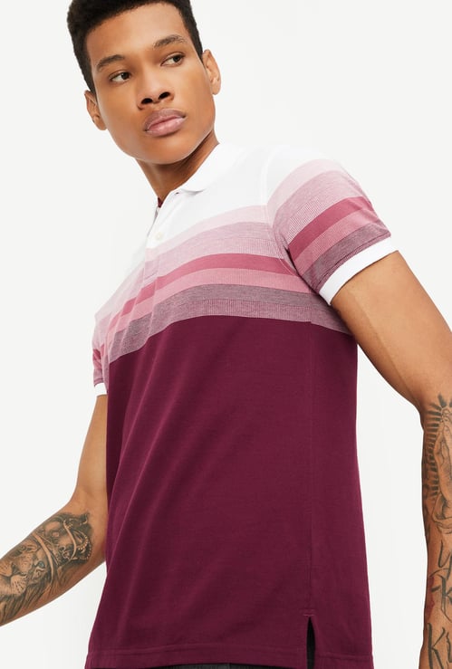 Men Slim Fit Striped Polo T-shirt