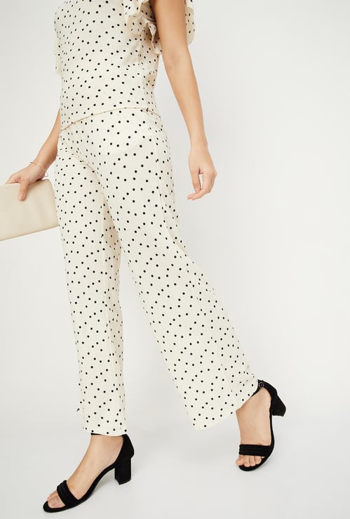 Women Polka Dot Knit Trousers