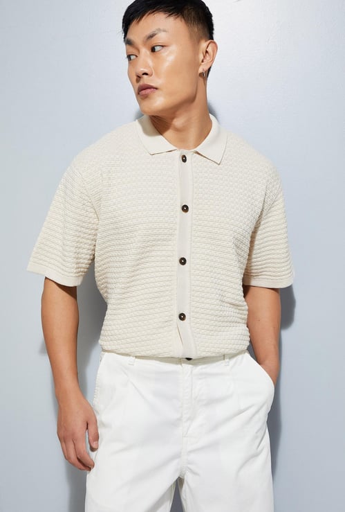 URB_N Men Oversized Textured Shirt