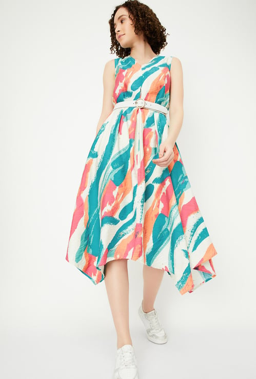 Women Printed Asymmetrical Hem Dress