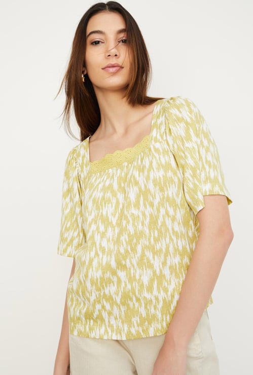 Women Printed Puffed Sleeve Top