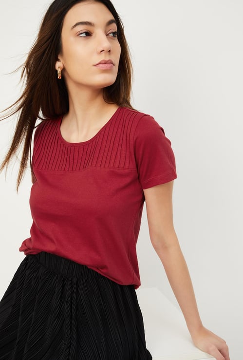 Women Pintuck Yoke T-shirt