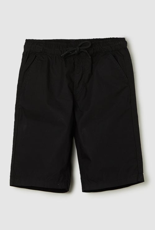 Boys Solid Woven Bermuda Shorts