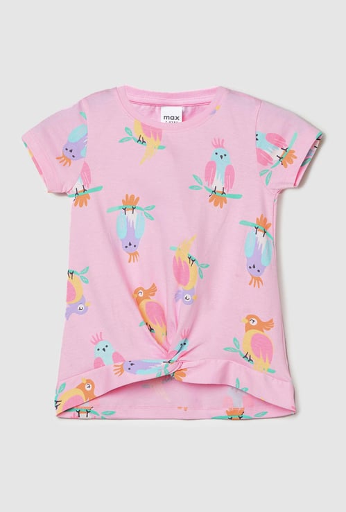 Girls Printed Twisted Hem T-shirt