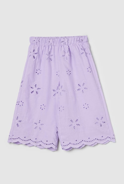 Girls Schiffli Wide-Legged Trousers